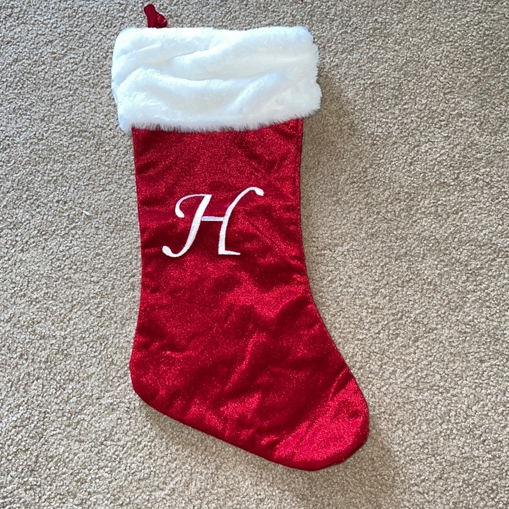 New Unused Christmas Stocking Embroidered letter H